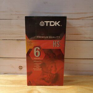 TDK VHS T-120 HS Premium Quality Videotapes 6 Hours Recording Set of two Sealed